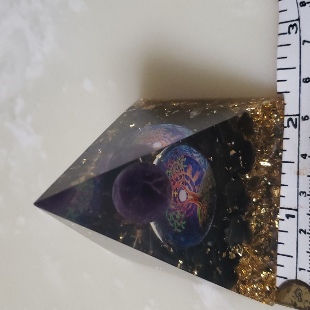 Orgonite Pyramid Amethyst Sphere with Obsidian Healing Chakra Meditation 1 pc
